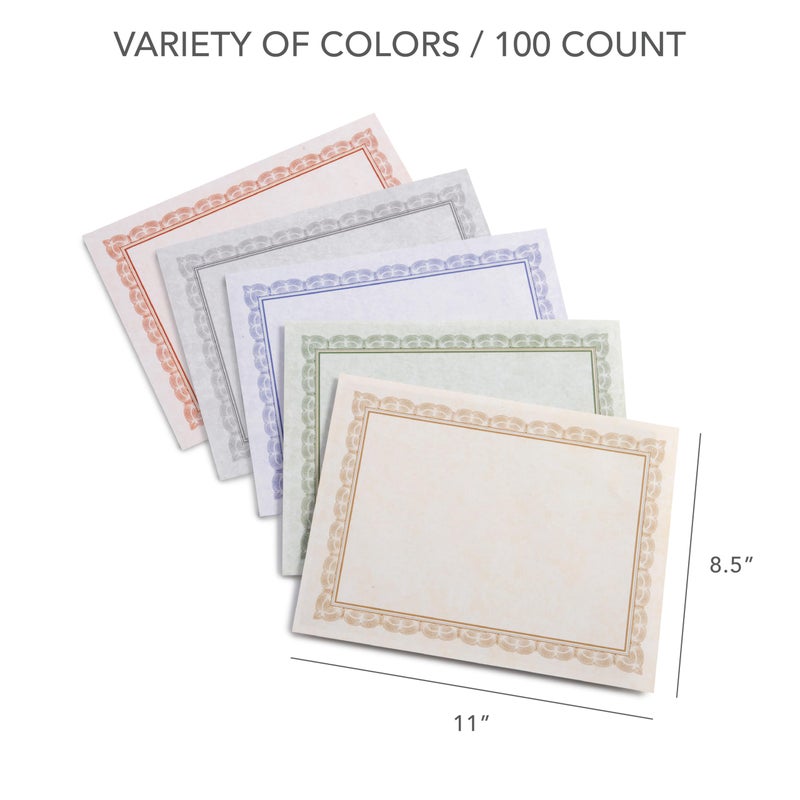 Gartner Studios Variety Pack Certificate Paper, 65lb, 8.5â€ x 11â€, 100 Count, Red, Blue, Gray and White Customizable Blank Award Certificates (74933) - Image 4